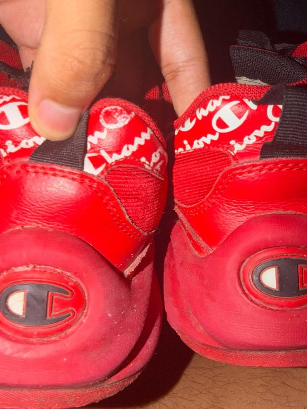Champion Red Men's Low-Top Sneakers with Black Laces